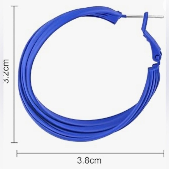 Blue Twisted Hoop Earrings NWT - Picture 2 of 4